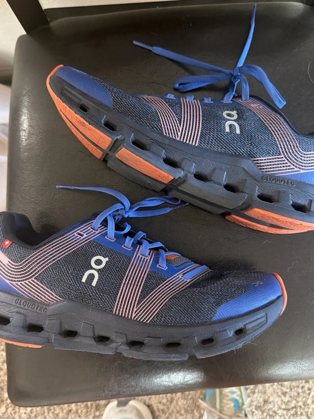 On Running Running Women’s Navy Blue and Orange Cloud Sneakers